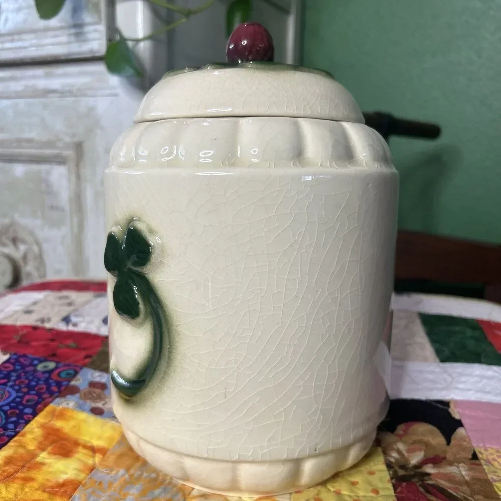 Vintage Brush McCoy Three Leaf Clover Canister 9” With Lid /Cookie Jar